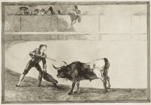 Pedro Romero tötet den angehaltenen Stier. 1816. (25,1 x 35,9 cm). ROMERO, Pedro (1754-1839). Spanischer Stierkämpfer. Platte 30 aus „Die Kunst des Stierkampfs“. Radierung. von Francisco Jose de Goya y Lucientes