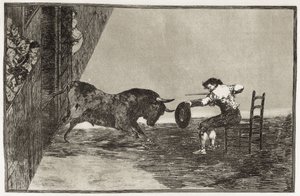 GOYA Y LUCIENTES, Francisco de (1746-1828). Der Mut von Martincho (wahrscheinlich Antonio Ebassum) im Ring von Saragossa. 1816. (24,9 x 35,7 cm). Platte 18 von „Die Kunst des Stierkampfs“. Radierung. SPANIEN. MADRID (AUTONOME GEMEINSCHAFT). Madrid. Nationa von Francisco Jose de Goya y Lucientes