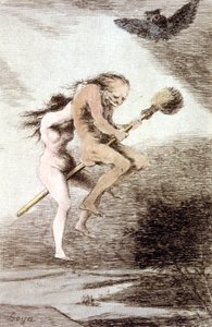 "Linda maestria" Hexen auf einem Besen, ca. 1802 (Gravur)