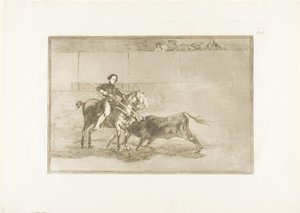 Männlicher Mut der berühmten Pajuelera im Ring von Saragossa, Platte 22 aus Die Kunst des Stierkampfs