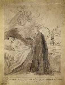 Heiliger Franz Borgia am Bett eines unbußfertigen Sterbenden