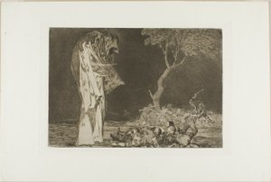 Soldaten erschreckt von einem Phantom, aus Disparates, veröffentlicht als Tafel 2 in Los Proverbios von Francisco Jose de Goya y Lucientes