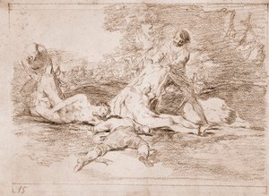 Die Schrecken des Krieges: Sie nutzen es aus (Vorzeichnung) von Francisco de Goya