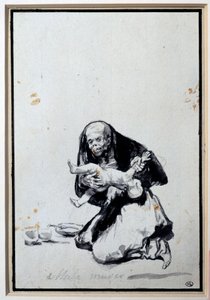 Die falsche Frau. Anthropophagie-Szene, eine Hexe hat ein Kind. Grauwaschung von Francisco Goya y Lucientes (1746-1828) Paris, Musée du Louvre
