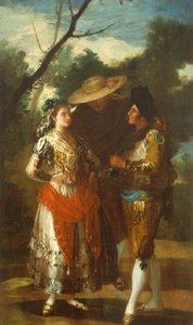 Eine Maja mit zwei Toreros, 1779-1780 von Francisco Jose de follower of Goya y Lucientes