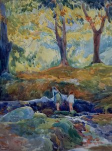 Wald-Aquarell. Künstler: Francisco Llorens Diaz. Lage: Privatsammlung, Madrid, Spanien