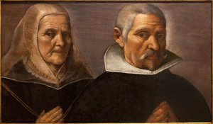 Porträt eines betenden alten Paares von Francisco Pacheco