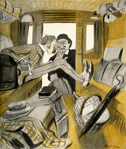 Ein Engländer hindert einen Franzosen daran, sich auf den freien Platz im Zug zu setzen, 1903 von Francisco Sancha y Lengo