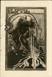 Illustration von Francisco Sancha Lengo (1874-1936) - Fliegendes Blatt, circa 1915 - Krieg von 14-18, Deutschland Preußen, Silber, Kriegführende und Symbole, Spanische Sprache, Ausländische Presse von Francisco Sancha y Lengo