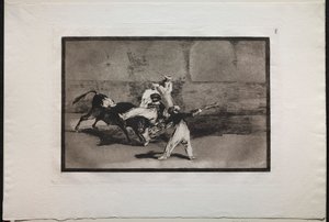 Stierkämpfe: Ein Maure wird im Ring von einem Stier erwischt von Francisco de Goya