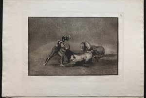 Stierkämpfe: Ein spanischer Ritter tötet den Stier, nachdem er sein Pferd verloren hat, 1876 von Francisco de Goya
