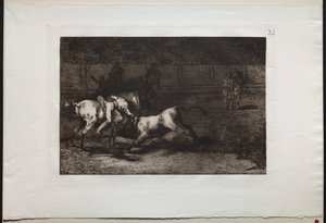 Stierkämpfe: Mariano Ceballos, alias der Indianer, tötet den Stier von seinem Pferd aus, 1876