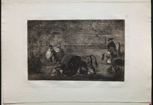 Stierkämpfe: Der Hund wird auf den Stier losgelassen von Francisco de Goya