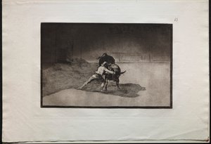 Stierkämpfe: Der berühmte Martincho platziert die Banderillas und spielt mit dem Stier durch die Bewegung seines Körpers von Francisco de Goya