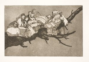 Lächerliche Torheit (Sich zwischen den Ästen bewegen / Durch seinen Hut sprechen) von Francisco de Goya