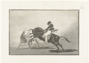 Mariano Ceballos reitet auf einem Stier von Francisco de Goya