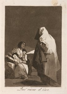 Que viene el coco (Hier kommt der Bögemann) von Francisco de Goya