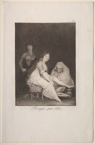 Caprichos: Sie betet für sie von Francisco de Goya