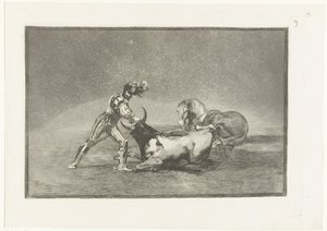 Spanischer Ritter tötet einen Stier (Stierenvechten) von Francisco de Goya
