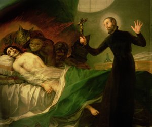 St. Franziskus Borgia (1510-72) hilft einem sterbenden Unbußfertigen, 1795 von Francisco de Goya