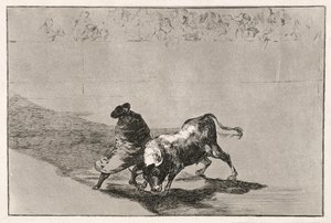 Der clevere Schüler von Falces reizt den Stier, indem er sich in seinen Umhang hüllt, 1814-16 von Francisco de Goya