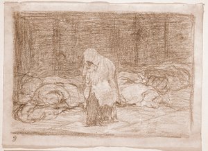 Die Schrecken des Krieges: Totenbetten (vorbereitende Zeichnung) von Francisco de Goya