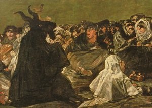 Der Hexensabbat oder Der große Ziegenbock, (eine der Schwarzen Gemälde), ca. 1821-23 (Detail)