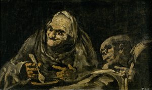 Zwei alte Männer essen Suppe von Francisco de Goya
