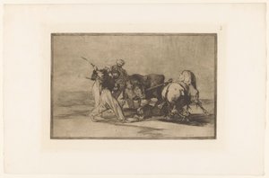 Vier Männer jagen einen Stier von Francisco de Goya