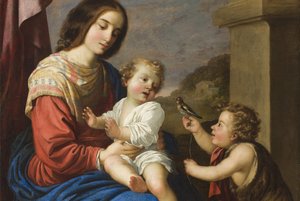 Madonna mit Kind und dem kleinen Johannes, 1658 (Detail) von Francisco de Zurbaran