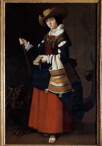 Ganzkörperporträt von St. Margareta von Antiochia (von Pisidien) oder St. Marina. Gemälde von Francisco de Zurbaran (1598-1664) 1630 London, National Gallery
