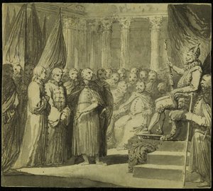 Zar Wassili IV Iwanowitsch Schuiski vor König Sigismund III. Wasa von Franciszek Smuglewicz