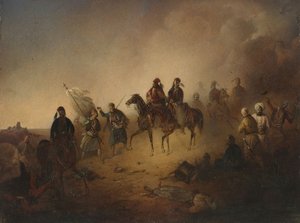 Markos Botsaris in der Schlacht von Karpenisi, in der Nacht des 8. August 1823, 1852