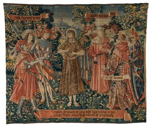Wandteppich, St. Johannes predigt (Wolle & Seide)