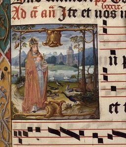 Gott umgeben von Vögeln und Tieren, Antiphon für Septuagesima (3. Sonntag vor der Fastenzeit), ca. 1490-1500