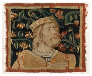 Wandteppichfragment mit dem Kopf eines Königs, Ende des 15. Jahrhunderts (Wolle & Seide)
