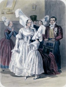 Eine Braut und ein Mädchen vor ihrer ersten Kommunion, aus der Region Nantes und Untere Loire von Francois Hippolyte Lalaisse
