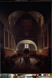 Innenansicht des Chors der Kapuzinerkirche Santa Maria della Concezione an der Piazza Barberini in Rom von Francois Marius Granet