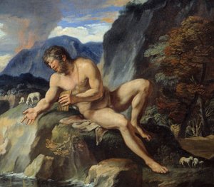 Polyphem der Zyklop mit einer Panflöte (Detail) von Francois Perrier