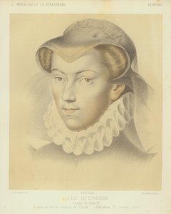Louise von Lothringen, Ehefrau von König Heinrich III. von Frankreich (Chromolitho) von Francois (after) Clouet