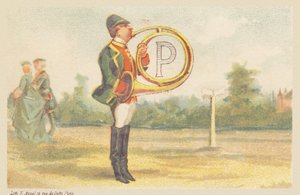 P (Buchstabe gezeigt von einem Jagdhornspieler) von Francois Antoine Appel