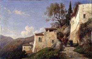 Auf der Straße nach Genua, in der Nähe von Nizza von Francois Antoine Leon Fleury