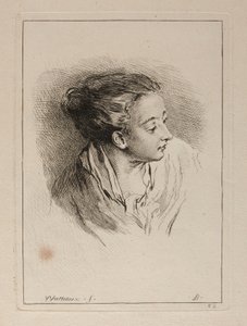 Büste einer Frau mit zurückgebundenem Haar von François Boucher