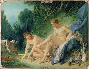Diana beim Baden nach der Jagd (Detail) von François Boucher