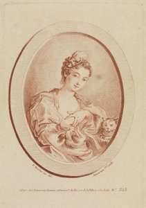 Junge Frau mit Schoßhund und Kätzchen