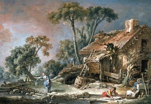 Landschaft mit Bauernhaus von François Boucher