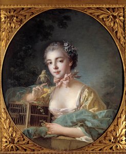 Porträt von Madame Baudoin mit ihrem Kanarienvogel