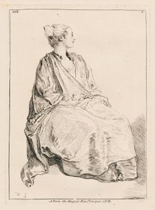 Nach rechts gewandte sitzende Frau von François Boucher