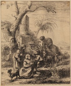 Sitzende Frau [Femme de Matsmey] neben Palme, Blatt der Folge "Diverses figures chinoises [...]" von François Boucher