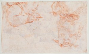 Drei Jungenköpfe. Studien für Türstück im Amalienborg von François Boucher